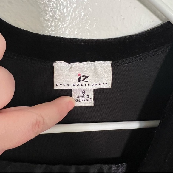 IZByer Formal Dress Black Silver Metallic Dots Velvet - Picture 10 of 11